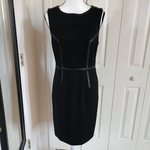Trina Turk Black w/Leather Trim Sheath Dress 8 - Picture 8 of 12